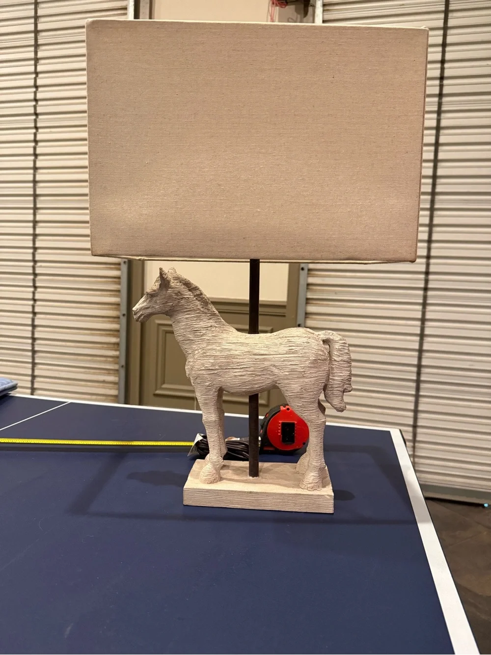 Horse Table Lamp with Beige Shade